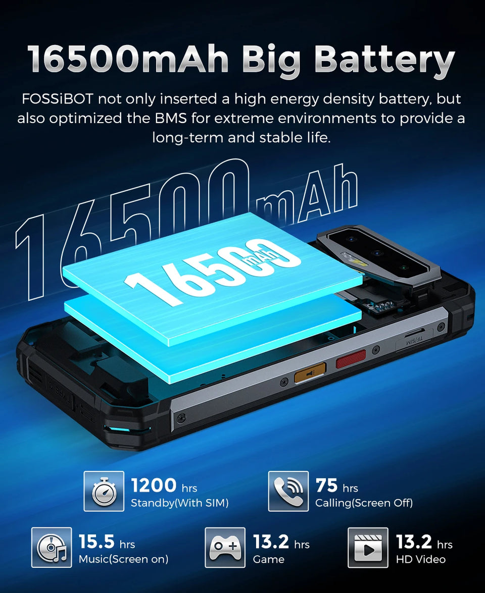 Celular FOSSIBOT F102 com bateria gigante 16.500 mil mili amperes